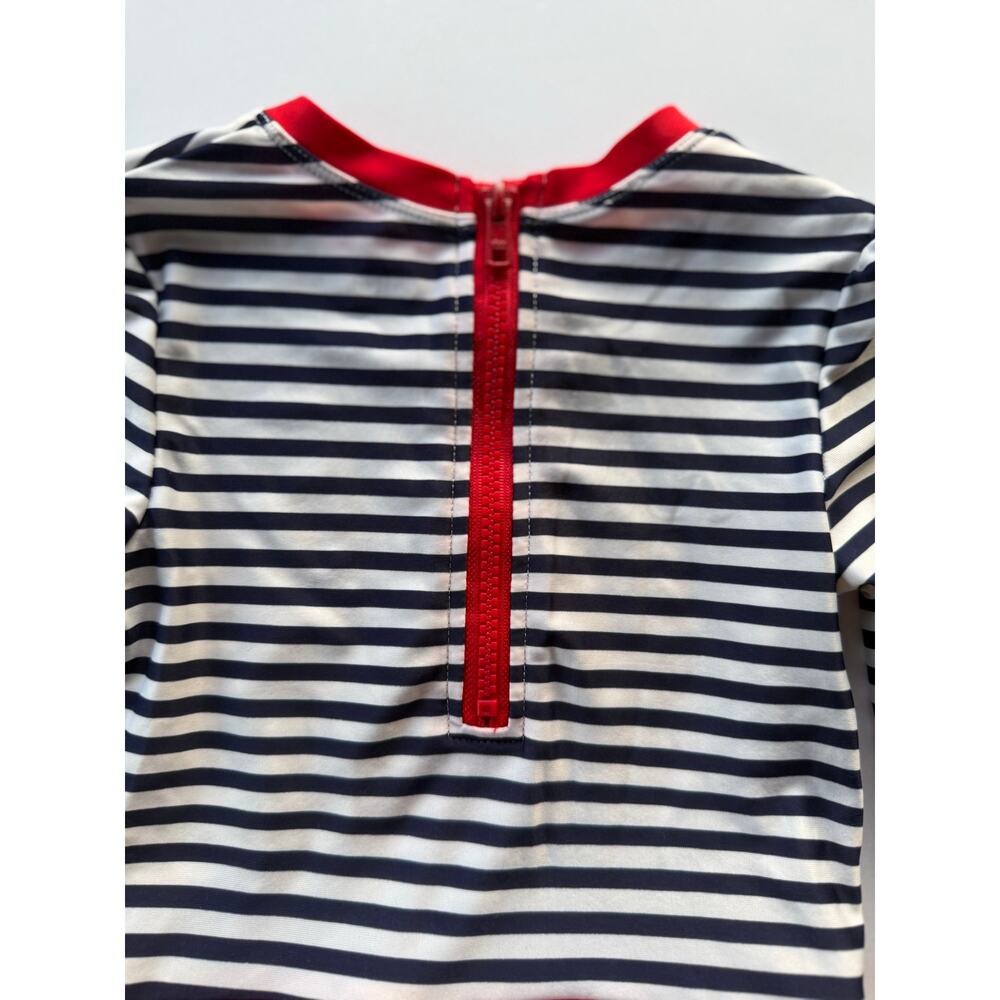 Nautical red black white striped bathing suit 5T snap crotch - Picture 9 of 10